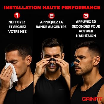 Nasal Strips Noirs – Bandes Nasales Sport & Anti-Ronflement | 30 pièces