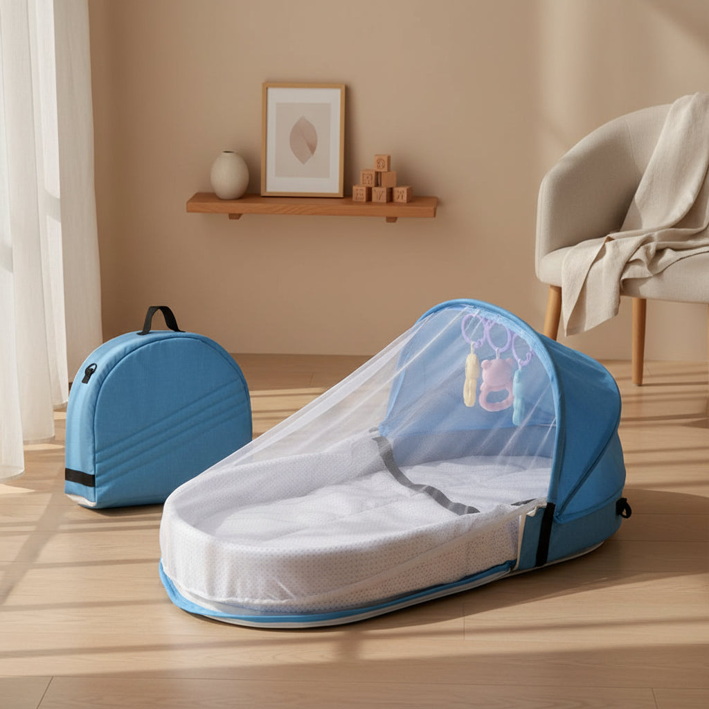 Lit Bébé Portable Pliable avec Moustiquaire – Couffin de Voyage Multifonction