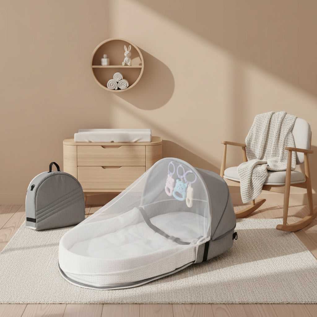 Lit Bébé Portable Pliable avec Moustiquaire – Couffin de Voyage Multifonction