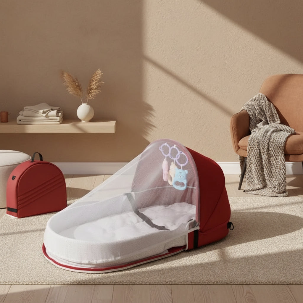 Lit Bébé Portable Pliable avec Moustiquaire – Couffin de Voyage Multifonction