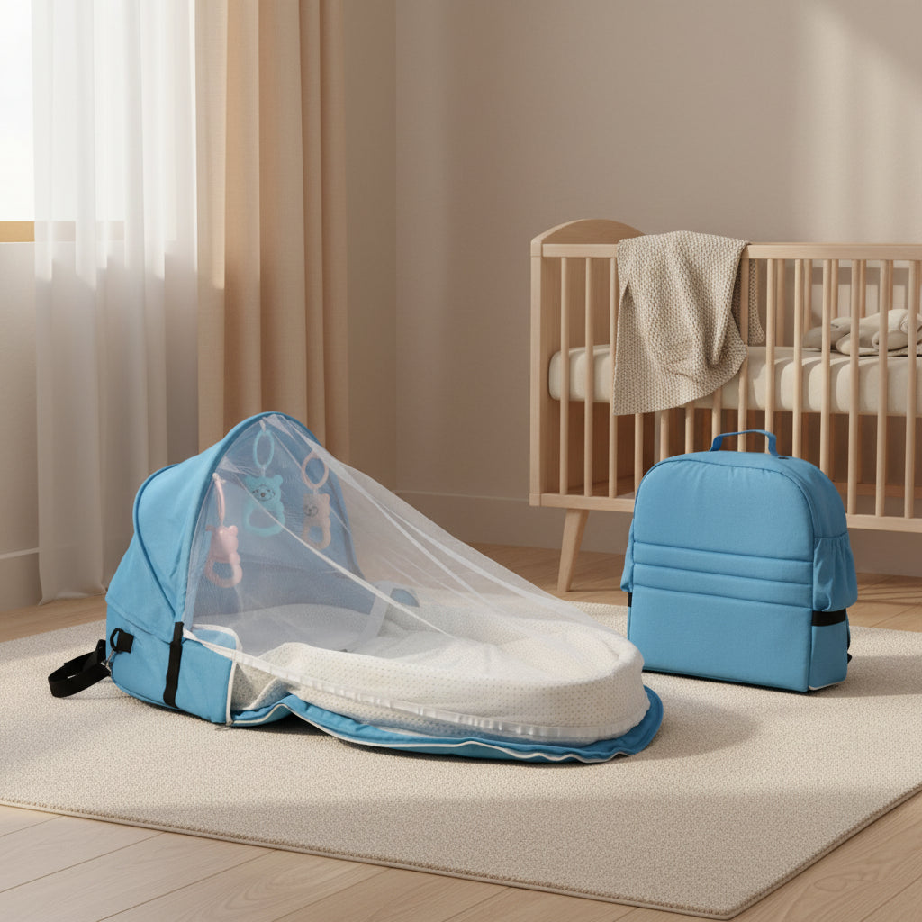 Lit Bébé Portable Pliable avec Moustiquaire – Couffin de Voyage Multifonction