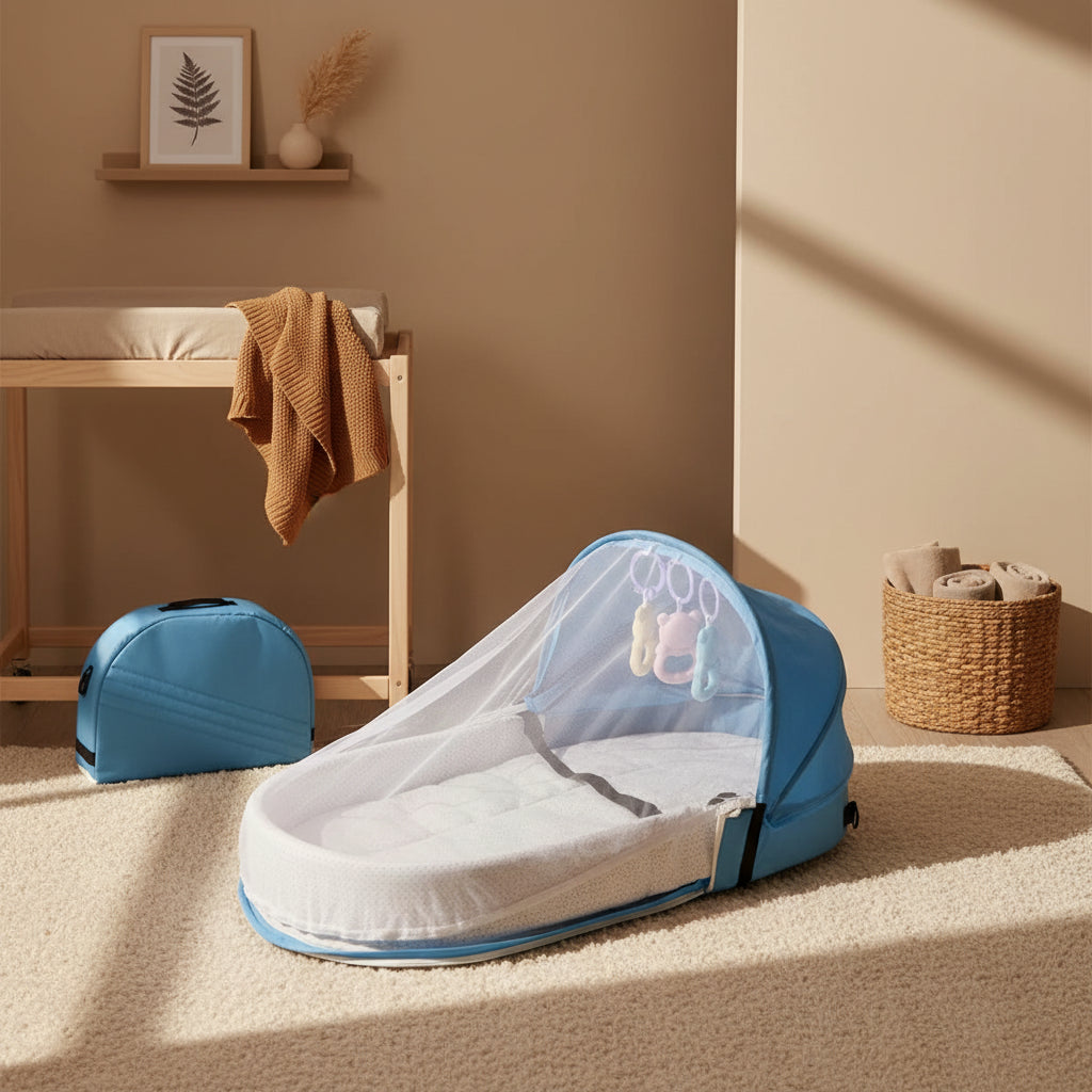 Lit Bébé Portable Pliable avec Moustiquaire – Couffin de Voyage Multifonction