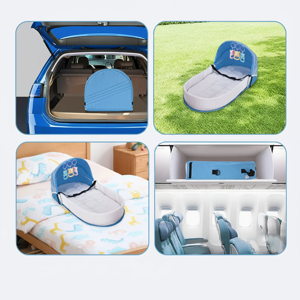 Lit Bébé Portable Pliable avec Moustiquaire – Couffin de Voyage Multifonction