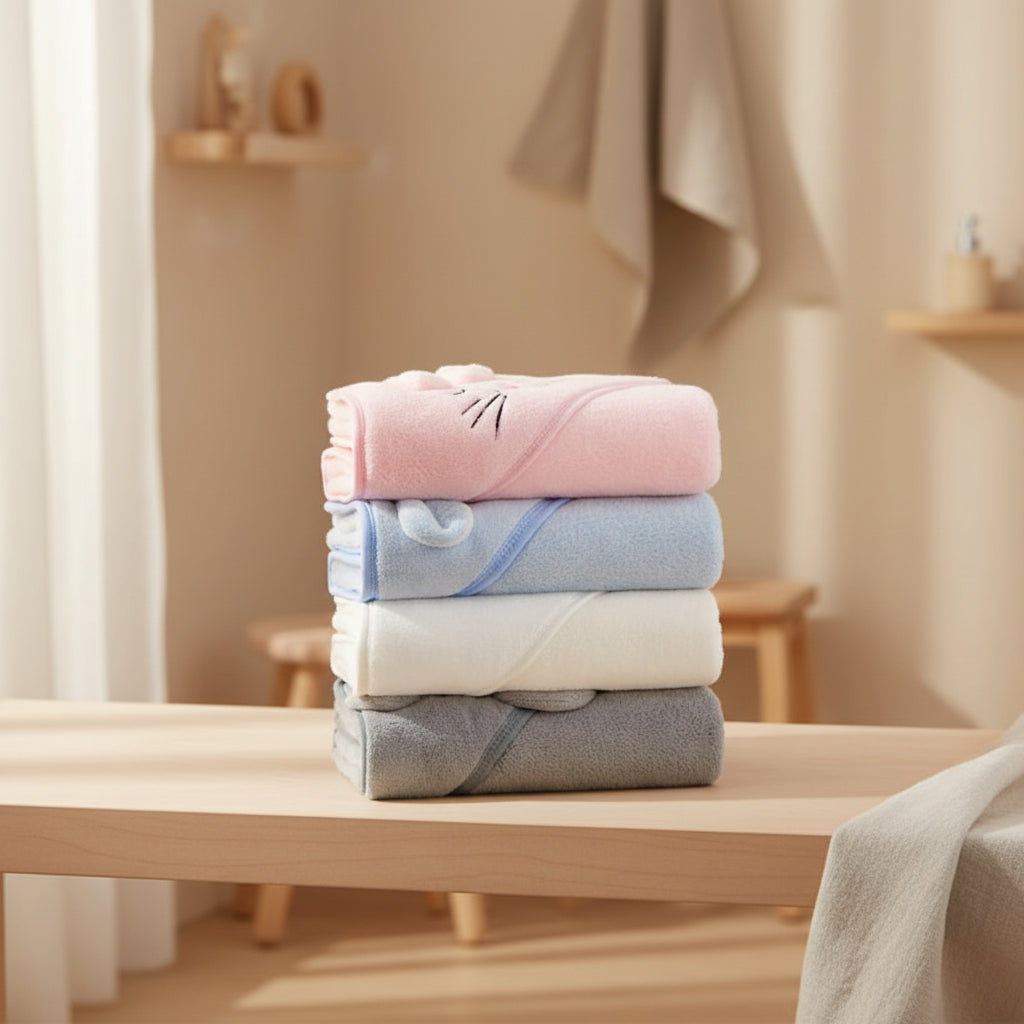 Serviette de Bain à Capuche Bébé – Animaux Mignons | Douce & Chaude