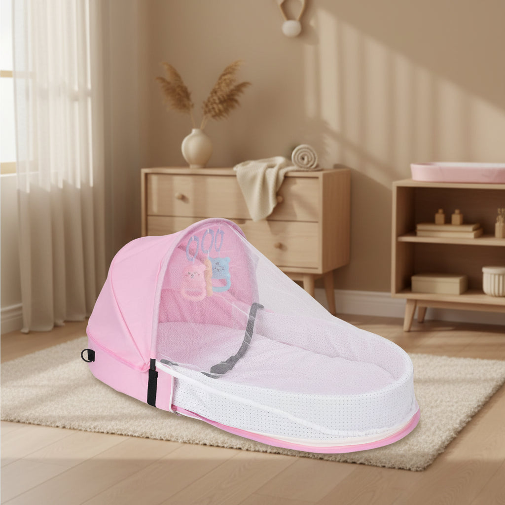 Lit Bébé Portable Pliable avec Moustiquaire – Couffin de Voyage Multifonction