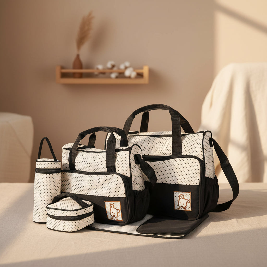 Sac à Langer Multifonction 5 Pièces – Grand Format | Bandoulière & Main