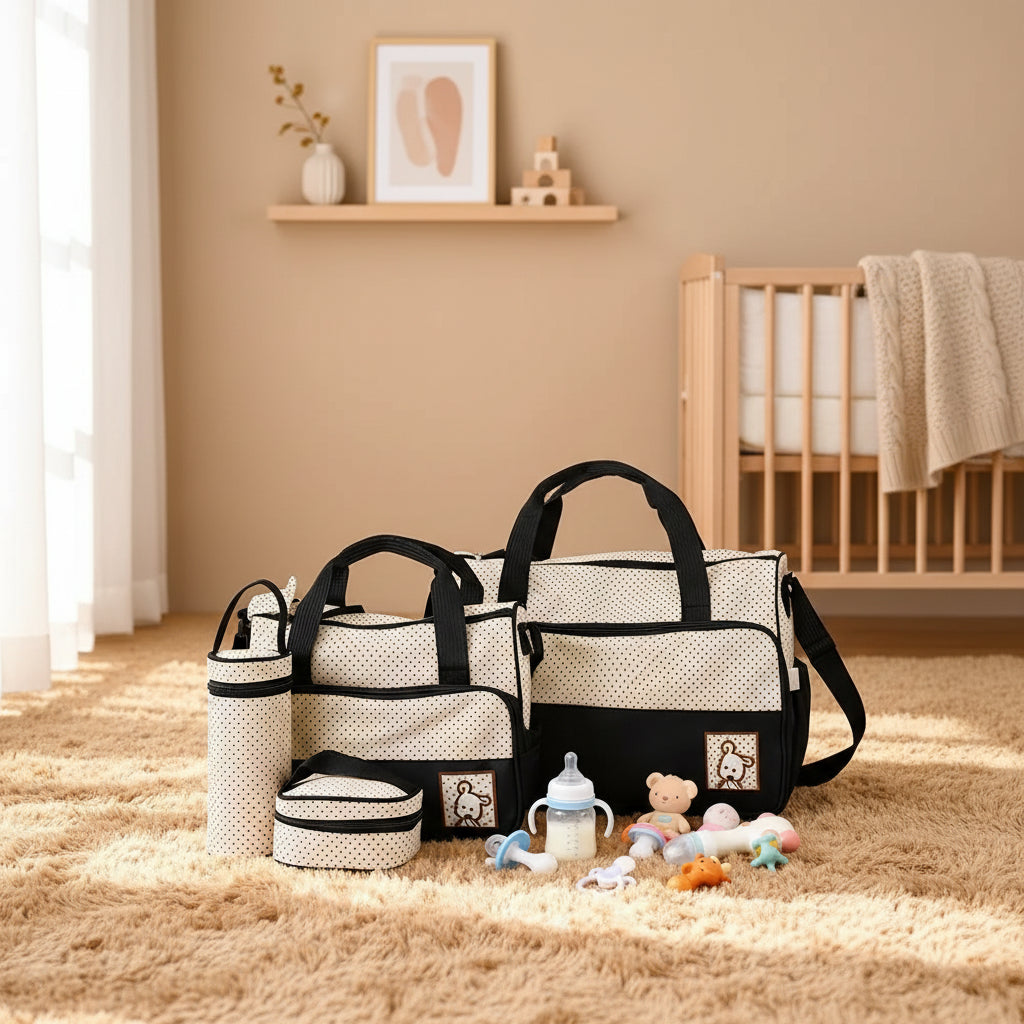 Sac à Langer Multifonction 5 Pièces – Grand Format | Bandoulière & Main