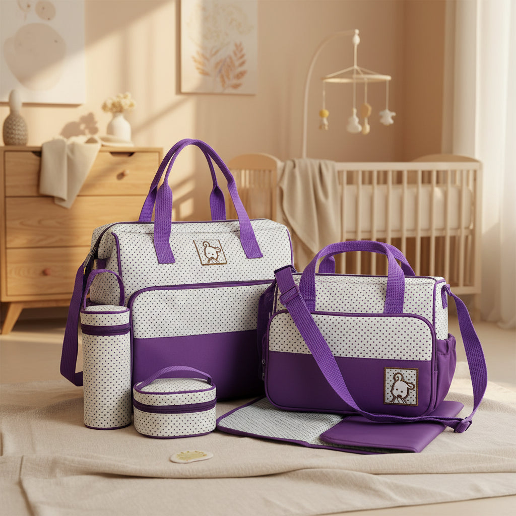 Sac à Langer Multifonction 5 Pièces – Grand Format | Bandoulière & Main
