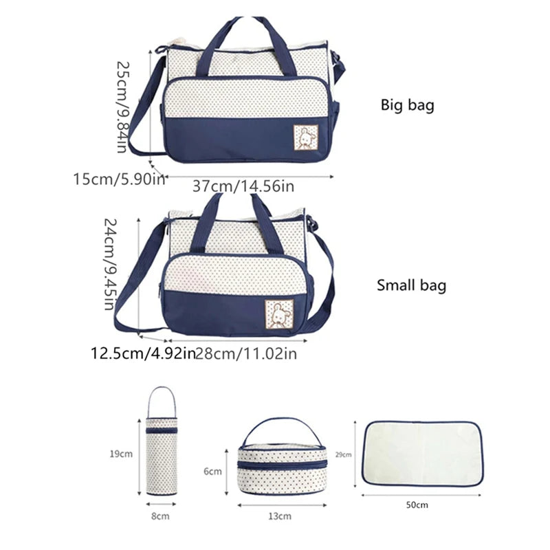 Sac à Langer Multifonction 5 Pièces – Grand Format | Bandoulière & Main