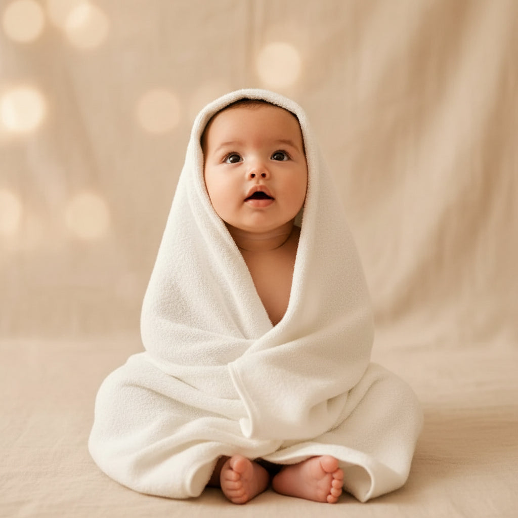 Peignoir Bébé Personnalisé – Cape de Bain à Capuche avec Broderie Prénom