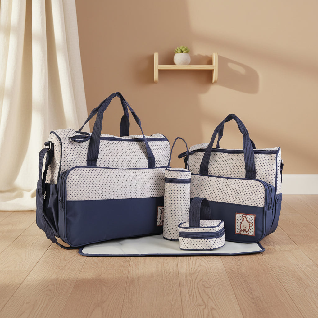 Sac à Langer Multifonction 5 Pièces – Grand Format | Bandoulière & Main