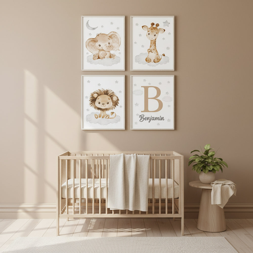 Poster Canvas Personnalisé Bébé – Animaux de la Savane