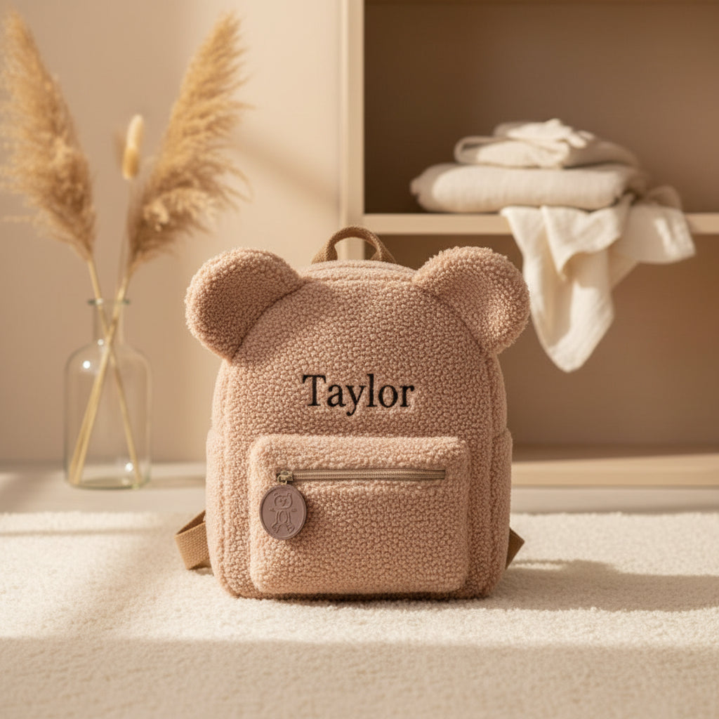 Sac à Dos Peluche Personnalisé Brodé – Ourson Kawaii Enfant & Bébé