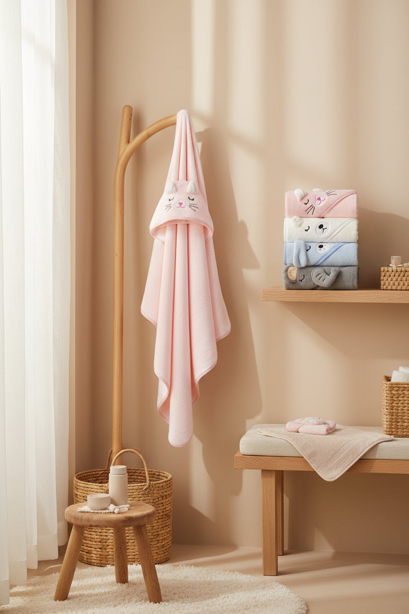 Serviette de Bain à Capuche Bébé – Animaux Mignons | Douce & Chaude