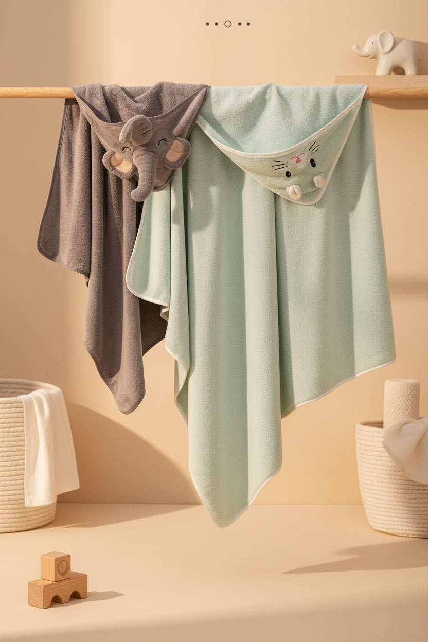 Serviette de Bain à Capuche Bébé – Animaux Mignons | Douce & Chaude