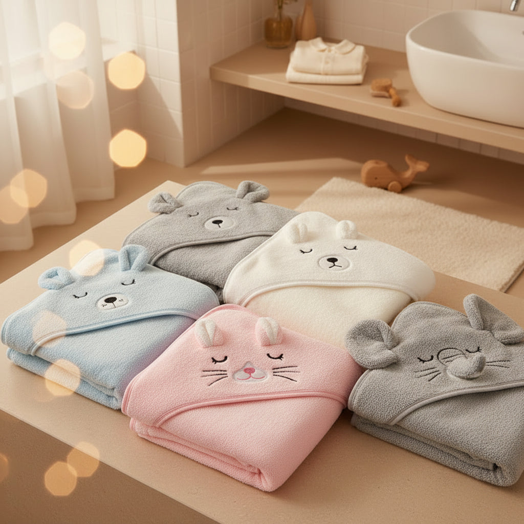 Serviette de Bain à Capuche Bébé – Animaux Mignons | Douce & Chaude