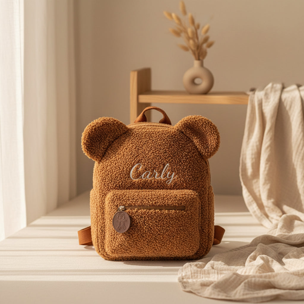 Sac à Dos Peluche Personnalisé Brodé – Ourson Kawaii Enfant & Bébé