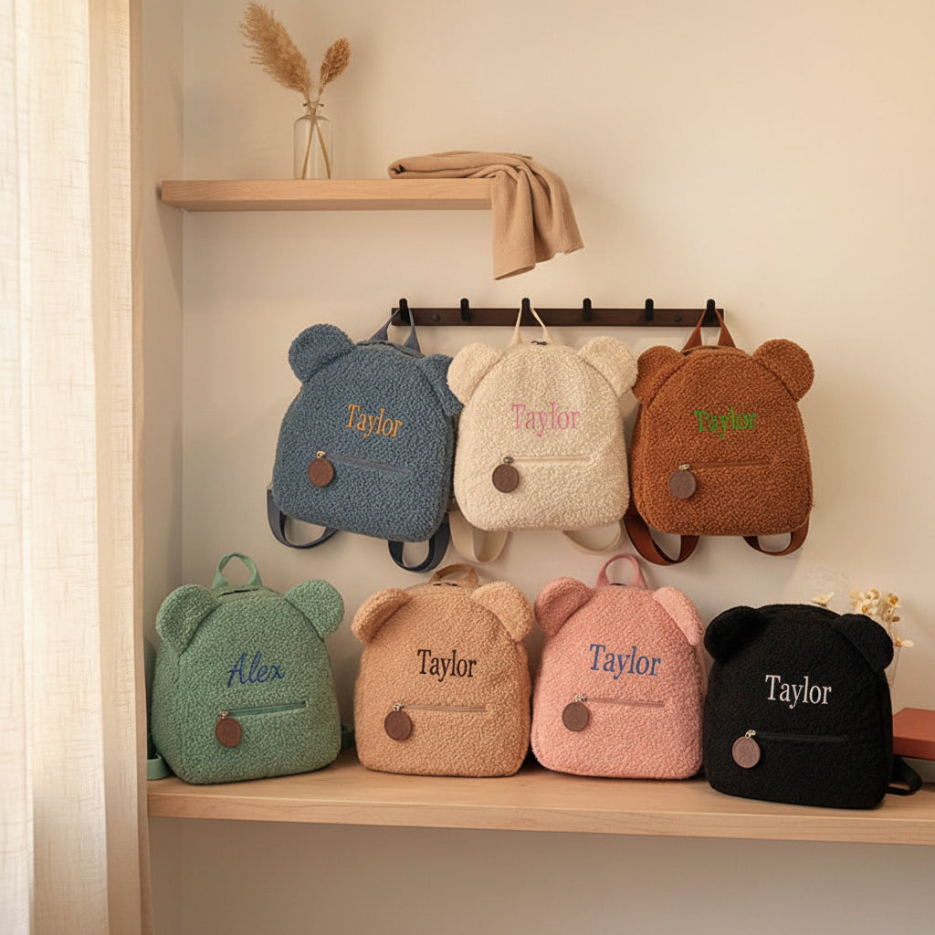 Sac à Dos Peluche Personnalisé Brodé – Ourson Kawaii Enfant & Bébé