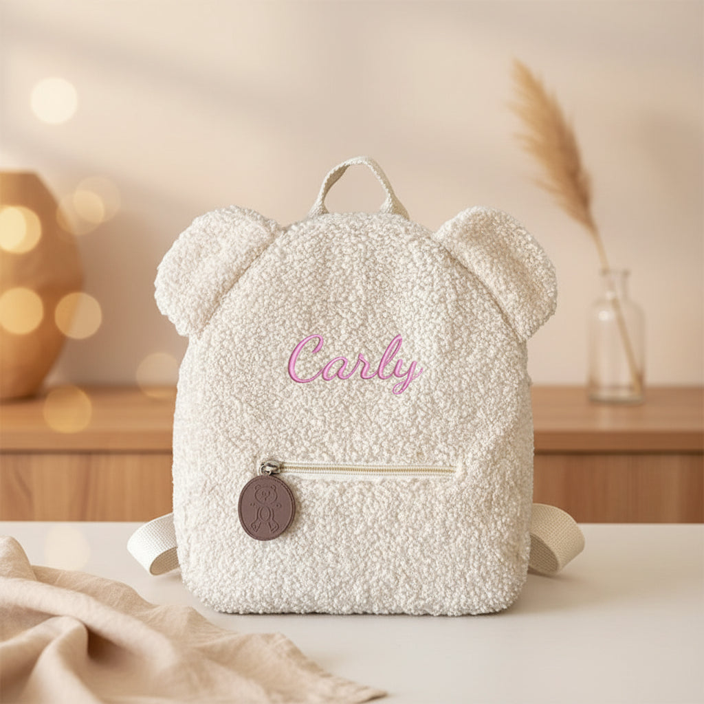 Sac à Dos Peluche Personnalisé Brodé – Ourson Kawaii Enfant & Bébé