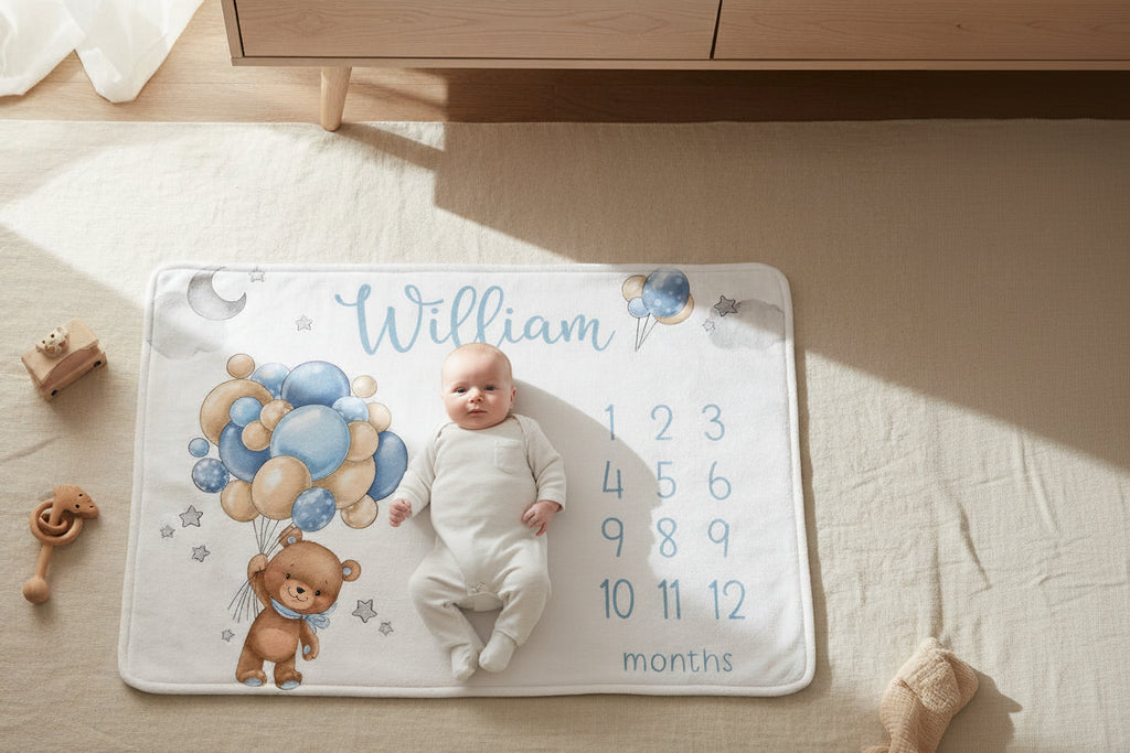Couverture Personnalisée Bébé – Prénom & Milestone
