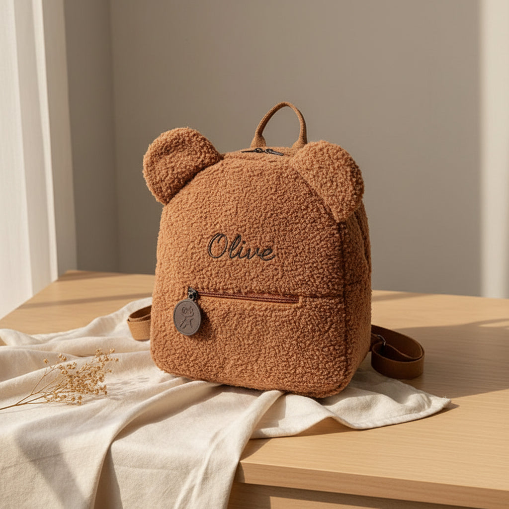 Sac à Dos Peluche Personnalisé Brodé – Ourson Kawaii Enfant & Bébé