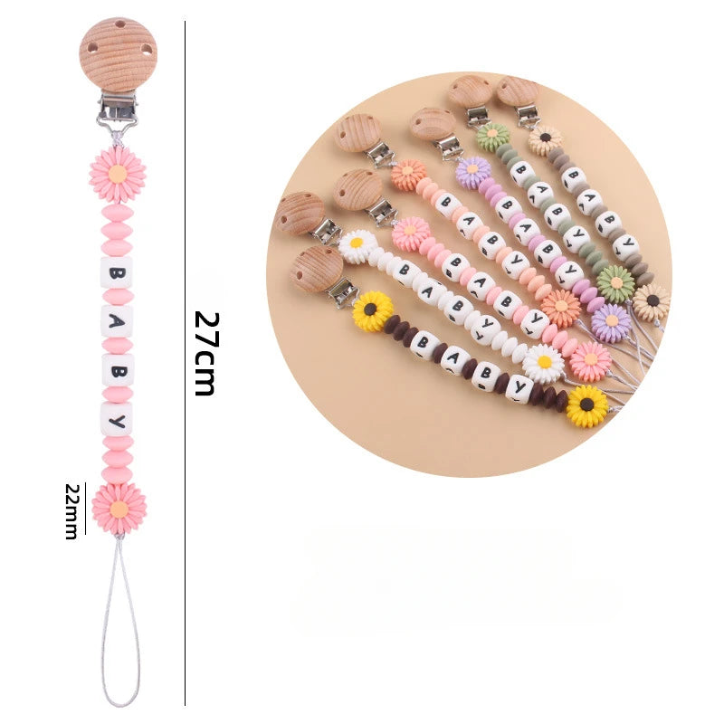 Attache-Tétine Personnalisée – Chaîne Silicone & Bois