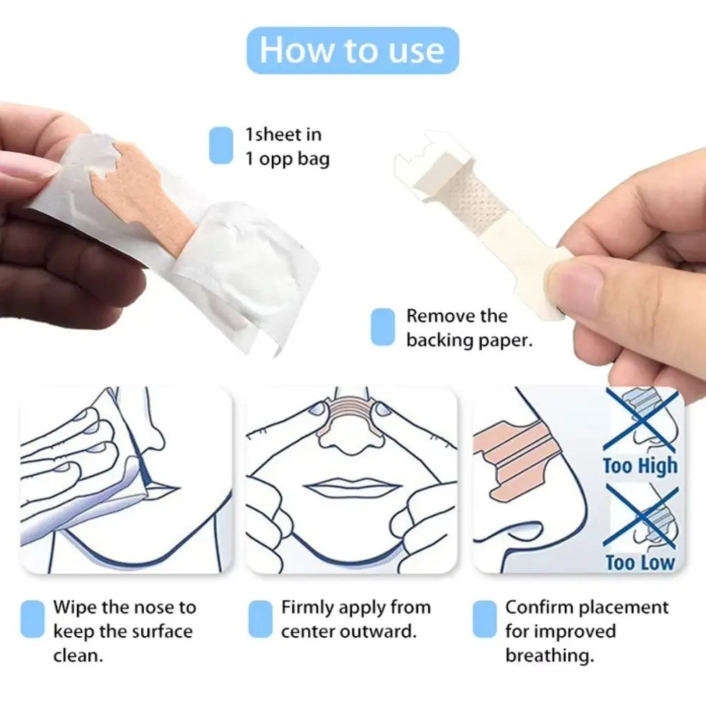 Nasal Strips Noirs – Bandes Nasales Sport & Anti-Ronflement | 30 pièces