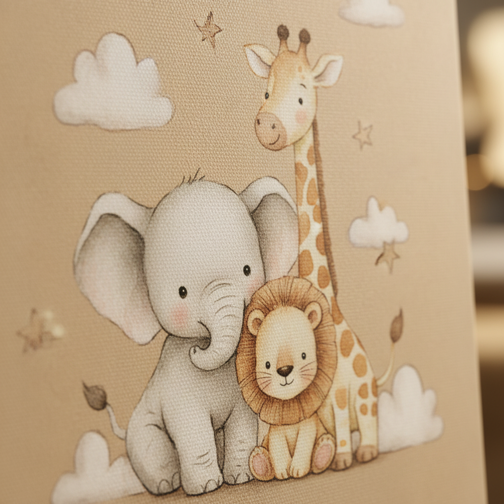 Gros plan qualité impression canvas bébé